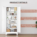 Kitchen Pantry Storage Cabinet with Doors and Adjustable Shelves, Metal ClosetMaid Food Pantry Cabinets, 75" Tall Freestanding Cupboard for Kitchen, Laundry or Utility Room, White