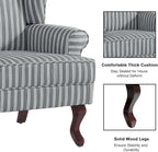 Accent Chair, High Back Upholstered Armchair with High Resilience Sponge & Wood Legs, Mid-Century Modern Comfy Single Sofa Reading Chairs for Living Room, Bedroom (Stripe Grey, Set of 2)