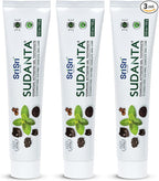 Sri Sri Tattva Sudanta Charcoal Toothpaste Gel – SLS, Fluoride Free Herbal Toothpaste with Neem & Ayurvedic Herbs – Natural Teeth Whitening, Fresh Breath, Oral & Gum Health – 100g Tube (Pack of 3)