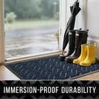Yimobra Outdoor Mats for Front Door, All-Season Waterproof Door Mat Outside Entrance, All Weather Non-Slip Doormat, Stain and Fade Resistant, Easy Clean Patio Porch Indoor Entryway Mat, 29.5x17, Blue