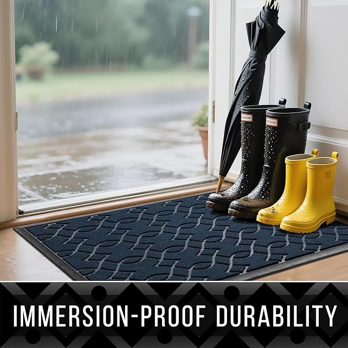 Yimobra Front Door Mat Outdoor Indoor 47x32, All-Season, All-Weather, Heavy Duty Welcome Door Mats Outside Entrance, Non Slip Porch Patio Entrance Mat, Blue