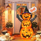 Halloween Decoration 4.3FT Retractable Jack-O-Lantern, 100 LED Collapsible Pumpkin Lantern with Black Star Hat, Plug in Halloween Lights with Stand for Indoor Outdoor Lawn Backyard Garden Decor