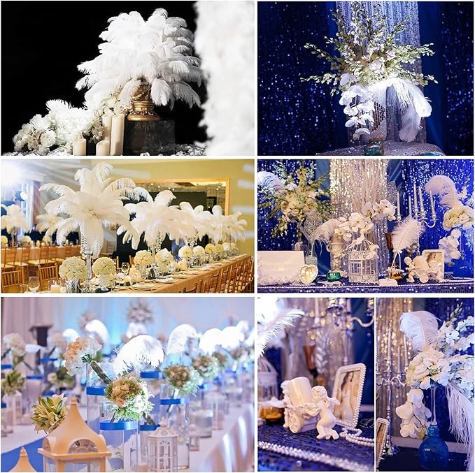 THARAHT Purple Ostrich Feathers 12pcs Large Natural Bulk 20-22Inch 50cm-55cm for Wedding Party Centerpieces Easter Gatsbi and Decoration Feather