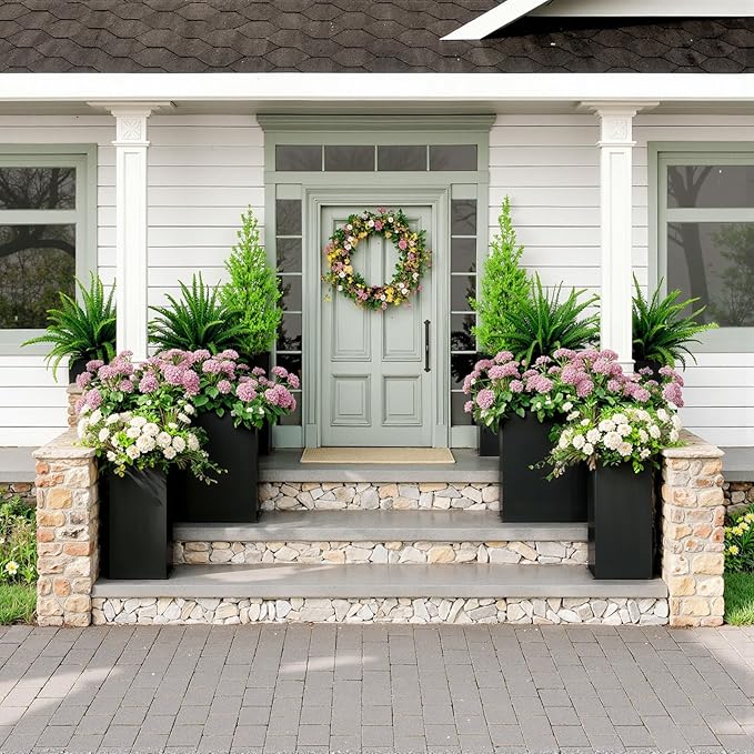 Planter Box Outdoor 38"W x 10.2"D x 30"H- Tall Rectangular Planters for Outdoor Patio/Porch, All-Weather with Anti-dumping Kit, Durable Galvanized Steel, Modern Design for Plants, Flower,Garden