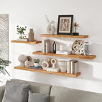 RICHFOCUS Live Edge Elm Floating Shelves - 55" W x 9.3" D Rustic Solid Wood Wall Shelves with Invisible Bracket, Wall-Mounted for Living Room, Bedroom, Kitchen Storage & Display, Set of 1, Natural