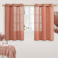 LAMIT Natural Linen Semi Sheer Curtains 48 Inch for Short Windows, Light Filtering Curtains Farmhouse Boho Bronze Grommet Drapes for Kitchen/Loft Room, 2 Panels (34 x 48 Inch, Terracotta)