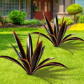 TOMBABY Enlarge Thickened Wind Resistant Metal Agave Garden Art Country Garden Sculpture Statue Outdoor Decoration Agave Metal Plant Courtyard Lawn Ornament Gift (1, 12 Leaves Black)