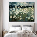 SIGNWIN 36"x46" Extra Large Framed Wall Art White Wildflower Field in Impressionist Style, Soft Floral Landscape for Home Living Room Bedroom Decor (Frame Assembly Required)