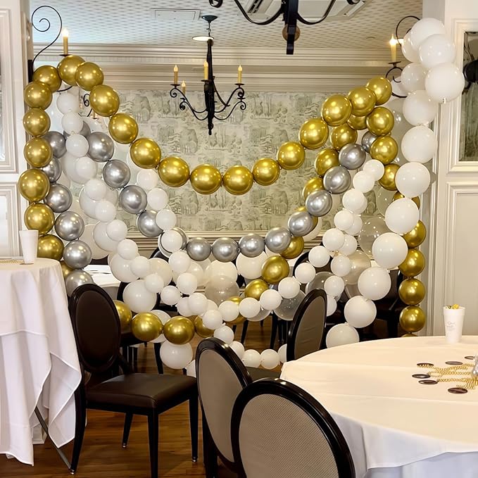 White and Gold Quick Link Balloons, 100PCS 6 Inch Small Baby Pink Linking Balloons for Making Balloon Wall Heart Arch Tails Balloon for Girls Wedding Birthday Baby Shower Engagement Party Decorations