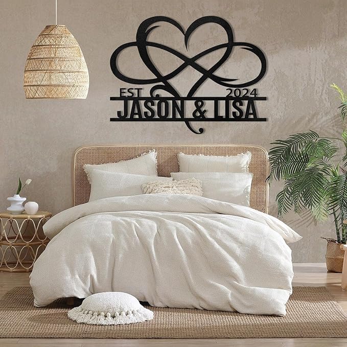 Metal Signs Customized, Infinity Heart Wall Decor, Custom Couple's Name Sign, Personalized Wedding Sign for Couples 2025, Unique Infinity Heart Metal Art, Valentines Day Gift, Home Decor Gift