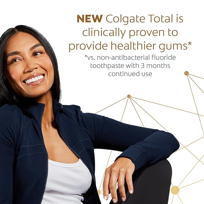 Colgate Total Active Prevention Whitening Gel Toothpaste with Fluoride, Bulk with Clinically Proven Formula That Fights Plaque Bacteria, Mint, 4 Pack, 5.1 oz