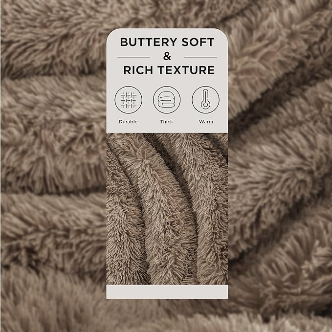 Bedsure GentleSoft Fluffy Light Chocolate Brown Throw Blanket, Brown Decor Cozy Gifts for Women Men, Soft Fuzzy Sherpa Fleece Plush Thick Warm Furry Faux Fur Throw Blanket for Couch, Bed, 50x60
