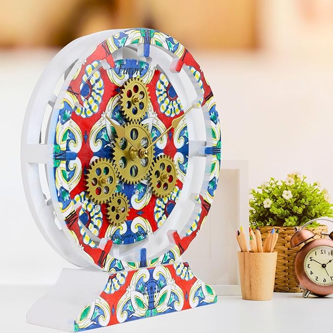 The Gears Clock Wall Clock Italy Collection with Moving Gears (Furore, 10 inch Round)
