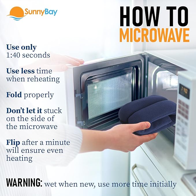 SunnyBay Microwave Heating Pad for Neck and Shoulders, 2.2 lbs 26 inch Long Versatile Microwavable Neck Wrap Warmer or Cool Pack, Hot or Cold Therapy to Relax Sore Muscles (Blue)