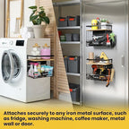 [WIDER Shelf]1 SET Strong Magnetic Shelf Basket for Fridge with Tag & Bamboo Top, XXL Large Magnetic Spice Rack Shelves for Side of Refrigerator, Kitchen Pantry Storage Organizer for Food Fruit Veg