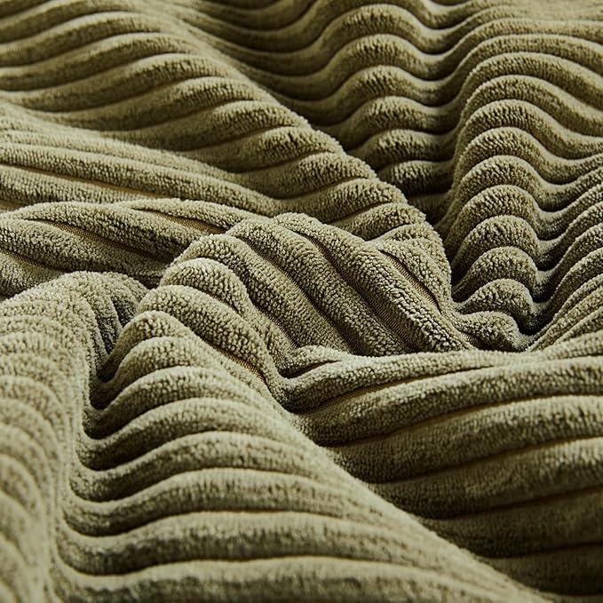Fancy Homi 2 Packs Olive Green Euro Decorative Throw Pillow Covers 28x28 Inch Room Couch Bed, Rustic Farmhouse Boho Home Decor, Soft Corss Corduroy Patchwork Textured Cushion Case 71x71 cm