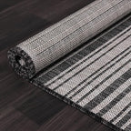 Stripe Outdoor Rug 10x14 Washable Outside Carpet for Indoor Patio Porch Waterproof Easy Cleaning Non Shedding Area Rugs Dark Gray 10 x 14