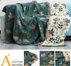 Bed Blankets Versatile Fall Throw Blanket,Boho Blanket & Organic Cotton Throw Blanket,Perfect for Beds,Couches,Chairs,& Vintage Décor,Featuring Unique Bird & Flower Patterns