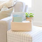 NaturalCozy 13.5”x8.5”x5.5” Storage Baskets for Shelves 3 Pack | Cotton Rope Woven Small Baskets for Organizing | Small Storage Bins for Nursery, Bathroom, Closet, Cube Shelf, Decorative, Gift