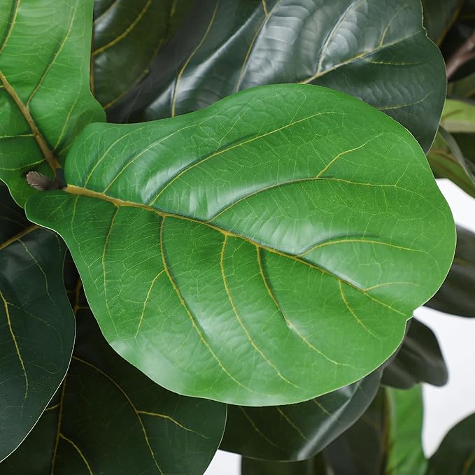 Artificial Fiddle Leaf Tree, 5ft Faux Plant Fake Ficus Lyrata Silk Trees with White Planter, Artificial Fig Trees Floor Plants for House Office Living Room Indoor Home Decor, Housewarming Gift