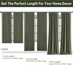 RAIN CITY Dark Olive Green Blackout Curtains 96 Inch Long with Hooks 2 Panels Set, Back Tab Drapes with Grey Backing for Track System, Modern Window Curtains for Bedroom- Loden/Olive Forest 50x96