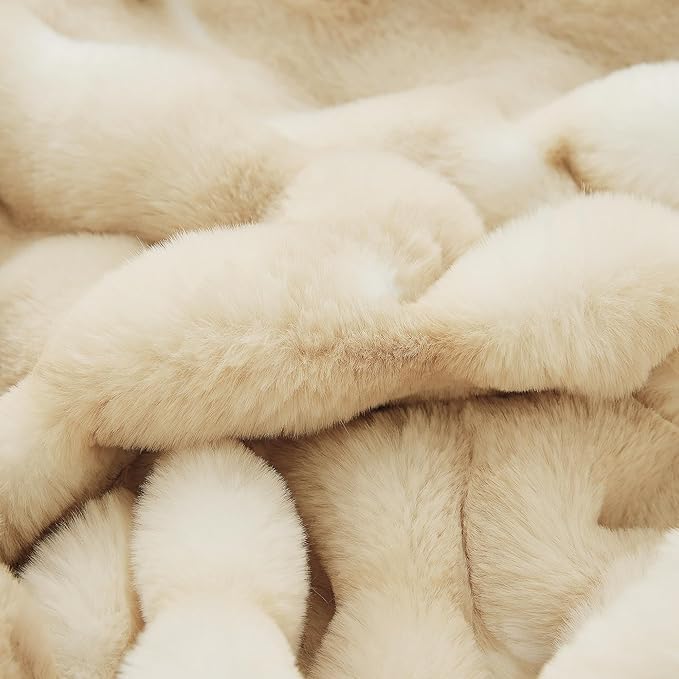 Tie-dye Camel Faux Fur Rabbit Thick Throw Blanket for Couch Living Room 50x60 Fluffy Bed Furry Comforter Soft Blanket Best Housewarming Home Gifts 860 GSM