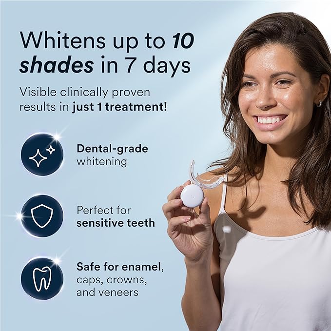 Auraglow Teeth Whitening Kit, LED Accelerator Light, 35% Carbamide Peroxide Teeth Whitening Gel, 20+ Whitening Treatments, Whitens up to 10 Shades in 7 Days