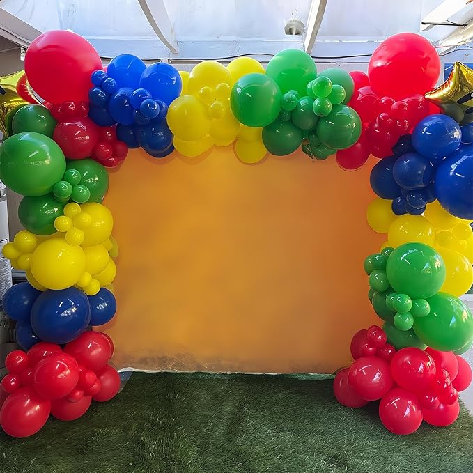 Red Blue Green Yellow Balloons 12 Inch Assorted Rainbow Latex Balloons Primary Color Red Blue Yellow Green Polka Dot Colorful Balloon for Kids Birthday Baby Shower Carnival Circus Party Decor