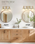 FEMILA Vanity Lights, 4-Lights Bathroom Light Fixtures Over Mirror, Antique Brass Wall Sconces Lamp with Hammered Metal Shade Finish, 4FG59B-4W BG