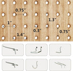 4 Panel Pegboard Wood Room Divider, 5.6Ft Pegboard Display Folding Privacy Screens, Peg Board Display Freestanding for Trade Show Craft Show Home Wall Organizer, Light Brown