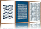 Tinonedraw Navy Blue and White Framed Canvas Wall Art Set, Minimalist Geometric Wall Decor, Neutral Abstract Artwork, Cozy Contemporary Art Prints for Bedroom Living Room Office Above Bed 24"x36"x3