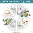 Oubonun Lazy Susan Organizers Set of 8, 11.6’’ x 10.2’’ x 4.1’' Plastic Transparent Kitchen Cabinet Storage Bins with Handle, 4.1" Deep Container, 1/8 Wedge - Food Safe, without BPA