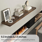 Floating Shelves for Wall, 55"W x 9.3"D x 1.5"H, Long Wooden Wall Mounted Display Shelf with Invisible Brackets for Living Room, Bedroom, Bathroom, Kitchen Decor & Storage,Set of 1,Rustic Brown