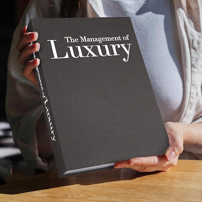Aesthetic Decorative Books -Set of 3 Minimalist Linen Hardcover Faux/Fake Books for Coffee Table Home Decor Living Room Decoration, Photo Storage or as a Keepsake Box(Black-gray-beige-luxury)