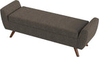 HomePop Modern Storage Bench with Wood Legs Home Décor|Bench with Storage for Living Room & Bedroom - Dark Brown Boucle