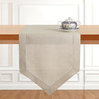 D'Moksha Homes Natural Linen Table Runner 48 Inches Long - 100% Pure Linen Diamond Table Runner 14 x 48 Inch for Dining, Fall and Halloween - Machine Washable