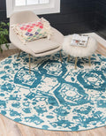 Unique Loom Rosso Collection Vintage Traditional Distressed Blue Round Rug (3' 3 x 3' 3)