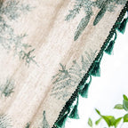 Sutuo Home Boho Curtain 84 Inches Length for Bedroom, Printed Cotton Linen Rod Pocket Semi Blackout Farmhouse Bohemian Tassels Window Treatment for Living Room, 1 Panel 59" W x 84" L, Green Forest