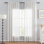 MYSKY HOME Natural Curtains for Living Room, Beige Semi Sheer Curtains & Drapes Light Filtering Farmhouse Country Boho Style Back Tab Draperies for Sliding Glass Door (Customsize, Natural)