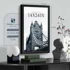 14x24 Poster Frame 3 Pack, Textured Black Solid Wood Gallery Picture Frame - Wall Hanging