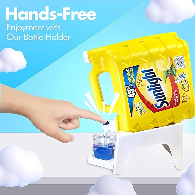 TidyFriend 3 Pack Laundry Detergent Dispenser with Tray & Strap, Laundry Soap Dispenser with Non-Slip Rubber Feet for Washing Room Organization, Easy Pour (White)