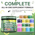 Clean Nutra Mullein NAC Supplement Spirulina Chlorella Ginger Licorice Mulberry Astragalus Root Oregano Turmeric with Chlorophyll Berries Detox Cleanse Respiratory Lung Health 90 Capsules
