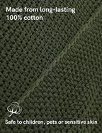 YnM Chunky Cotton Knit Throw Blanket, Cable Knit Throws for Bed Couch Sofa, Comfy & Relaxing, Decorative Piece for Farmhouse Modern Boho Rustic Scandinavian Chic Vibe, Pine Green 50x60 Inches