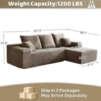 HYJT H&K Modular Sectional Sofa Cloud Couch, 107" Comfy L Shaped Sectional Couches for Living Room, Deep Seat Memory Foam Plush Fluffy Corduroy Boneless Couch Sectionals Right Facing Sofa Chaise Brown