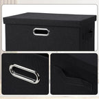 Large 17" 36 Quart Collapsible Stackable Storage Bins with Lids, 5 Packs Black Linen Fabric Closet Boxes with Lids, Storage Cube Baskets Container Organizers for Bedroom Office(17 x12 x11)