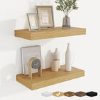 fuqing Floating Shelves for Wall, Bathroom Shelf Wall Mounted for Storage, Shelves with Invisible Bracket for Bedroom, Kitchen, Living Room, Farmhouse Small Book Shelf, 16 Inch Set of 2, Oak