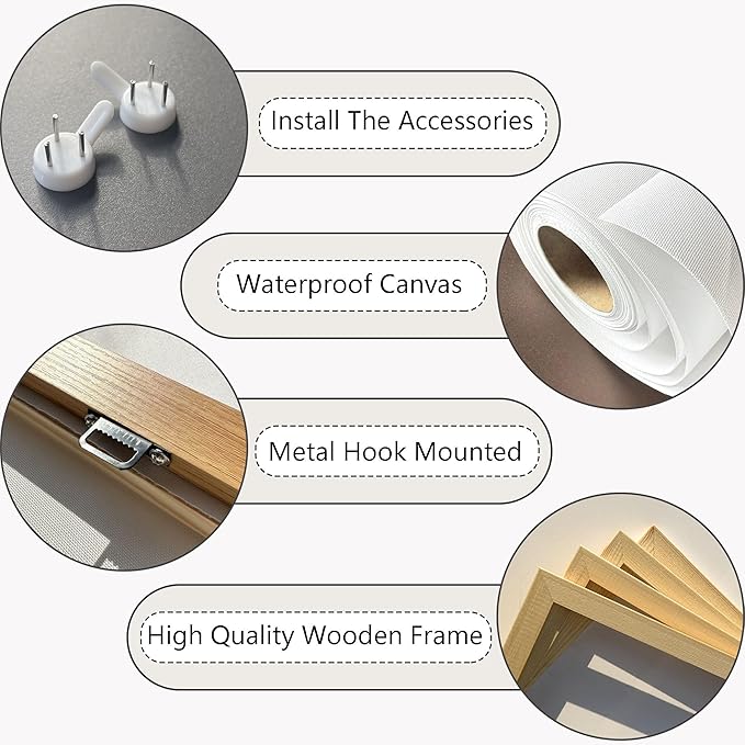 HGUAOA Mountain Canvas Wall Art Rustic Lake Landscape - Nature & Forest Scenery Paintings Pictures for Living Room & Bedroom Wall Decor Vintage Artwork for Walls