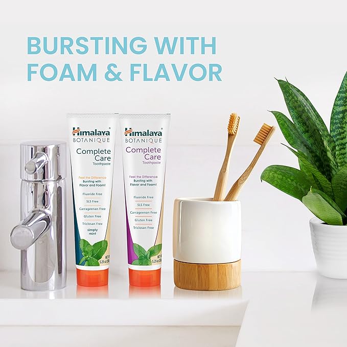 Himalaya Botanique Complete Care Toothpaste, Herbal, Variety Pack, Mint and Spearmint Flavor, Fights Plaque, Freshens Breath, Fluoride Free, No Artificial Flavors, SLS Free, Cruelty Free, 5.29 Oz