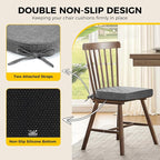 downluxe Indoor Chair Cushions for Dining Chairs, Soft and Comfortable Textured Foam Kitchen Chair Pads with Ties and Non-Slip Backing, 16" x 16" x 2", Dark Grey, 6 Pack