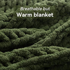 Chunky Knit Throw Blanket, 30''*40'' Knitted Throw Chenille Yarn for Bed Couch, Handmade Green Crochet Big Thick Blanket, Machine Washable Cute Comfy Blanket for Home Decor